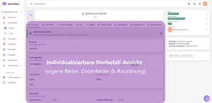 Die Sterbefallansicht in memilius